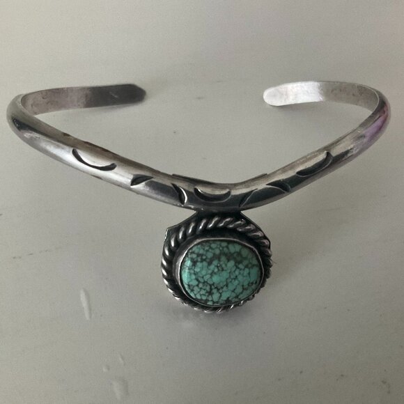 Handmade Jewelry - 1960s Handmade Native American mountain turquoise bracelet